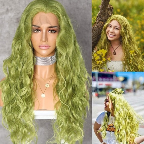 - ✨22” GREEN WAVY LACE FRONT WIG…*NEW*